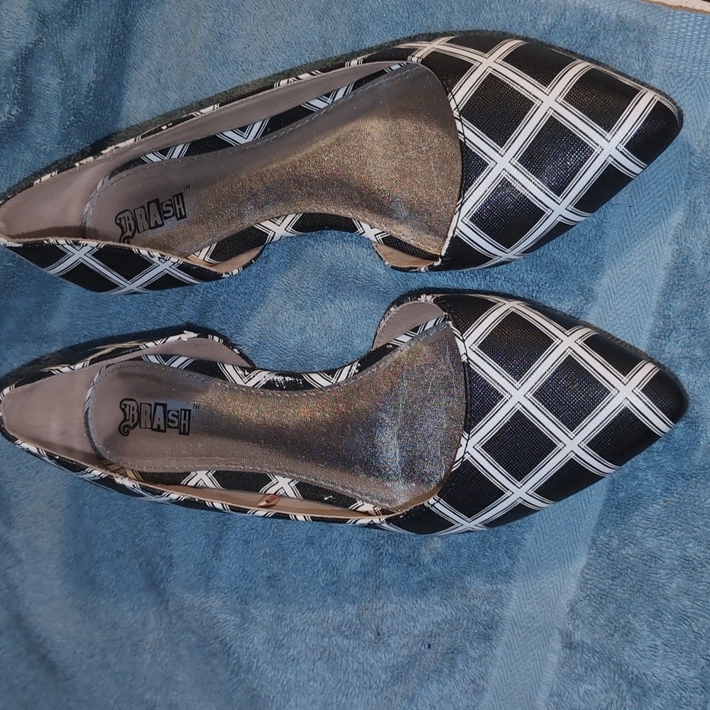 BRASH Black and White Checkered Flats